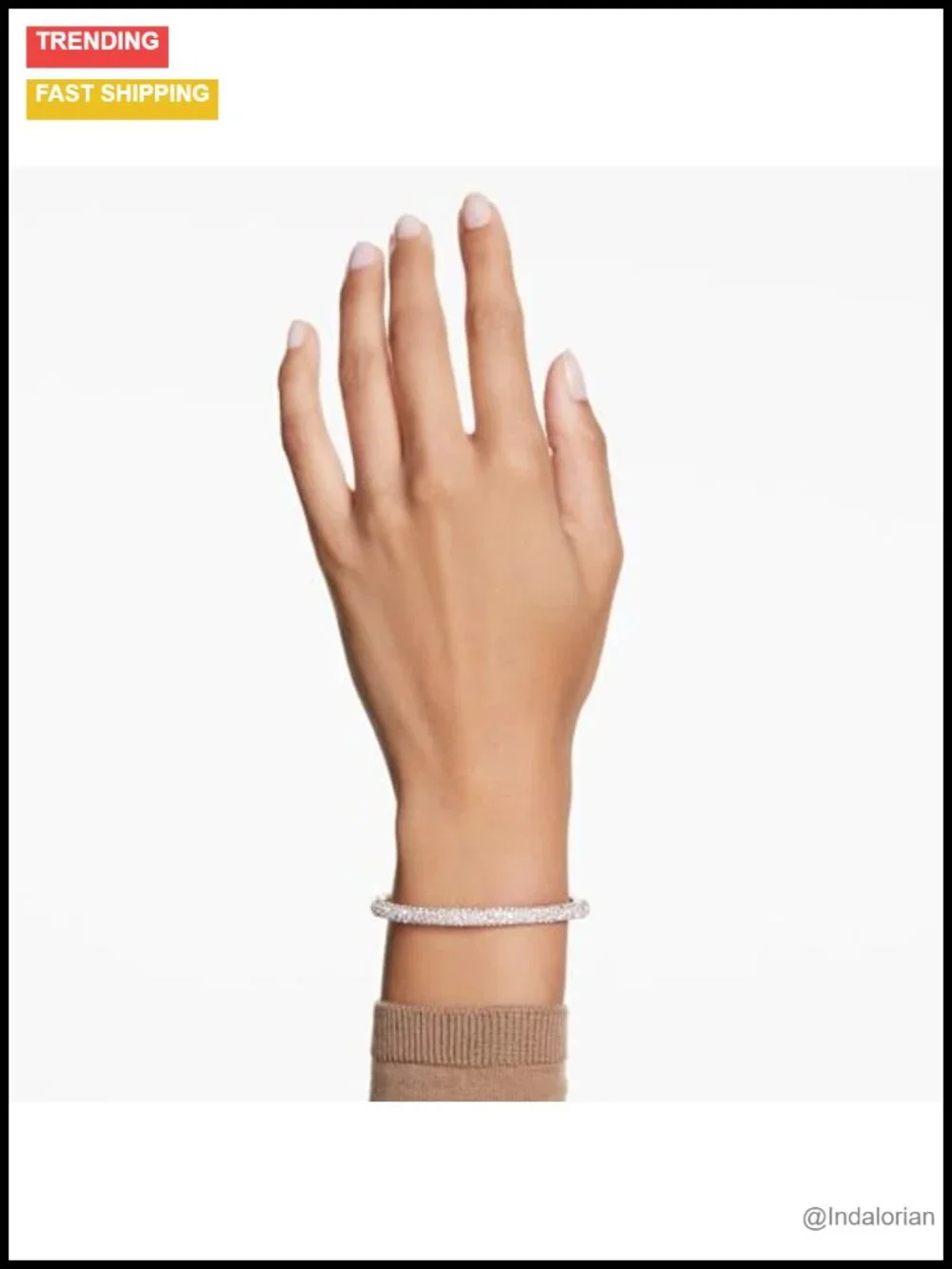 Swarovski Crystal Bangle Bracelet Rose Gold-tone Snow Pave